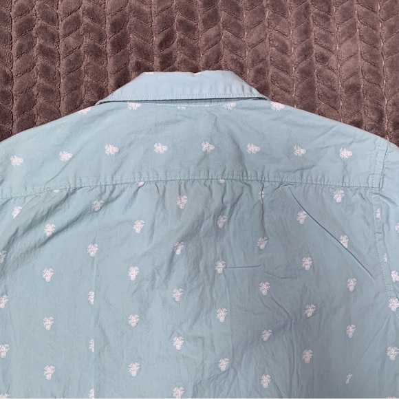 Kenneth Cole Reaction Shirt Mens Large Blue Button Up Short Sleeve Pineapple AOP - Picture 7 of 12